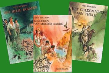De drie boeken van Thea Beckman over Thule: Kinderen van Moeder Aarde, Het helse paradijs, en Het gulden vlies van Thule. Uitgever: Lemniscaat Rotterdam. 